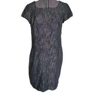 Componix Stretch Denim Knee-Length Pencil Dress Size 12 Gray/Black cap Sleeve Zi